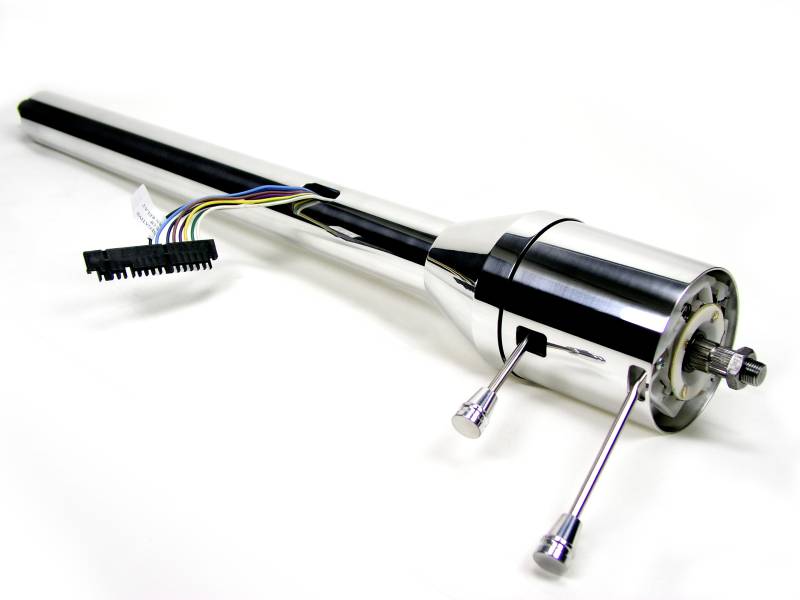 Universal 16" Straight Floor Shift Steering Column - Polished Aluminum