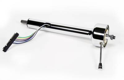 16" Shorty Straight Classic Floor Shift Steering Column - Chrome